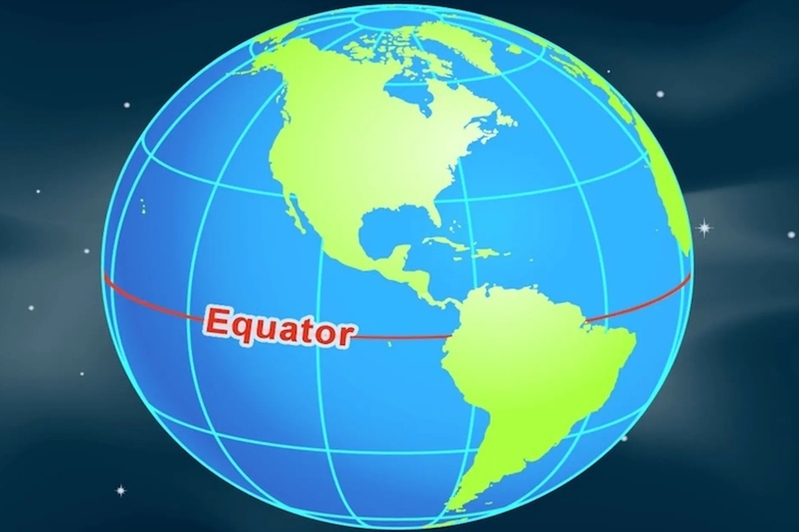 Đường xích đạo là vĩ tuyến 0°, chia Trái Đất thành bán cầu Bắc và bán cầu Nam. 