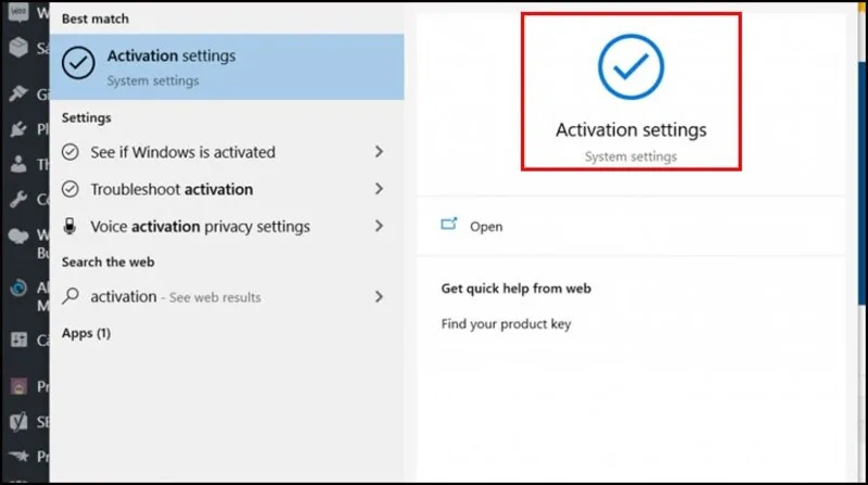 Người dùng có thể kiểm tra trạng thái kích hoạt Windows trong mục Activation để biết máy đã nhận bản quyền hay chưa.